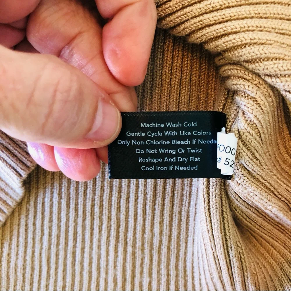 Boston Proper Ribbed Polo Sweater Tan Small Knit Preppy Classic